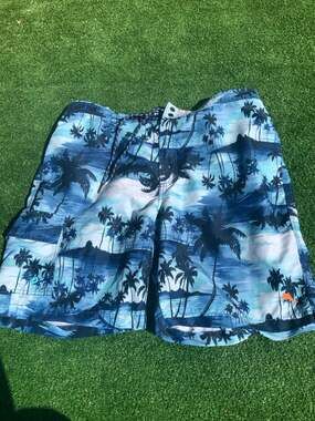 Tommy Bahama Relax XL Blue Tropical Palm Tree Print Swim Trunks